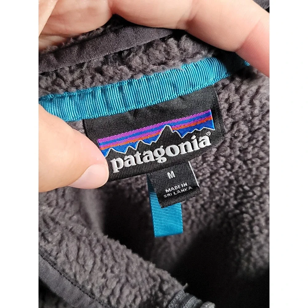 Patagonia Retro Pile 1/4 Zip Fleece Jacket Mens Medium Gray Pullover Sweater